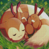 Furret With Sentret Sleeping Diamond Painting