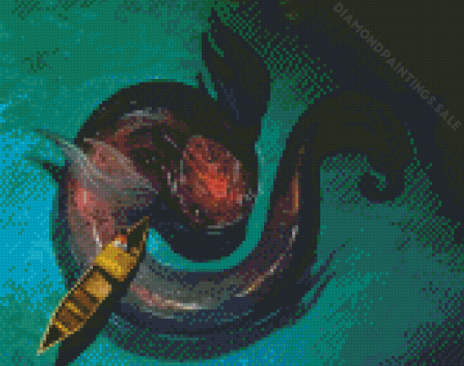 Giant Fish Under Boat Art Diamond Painting