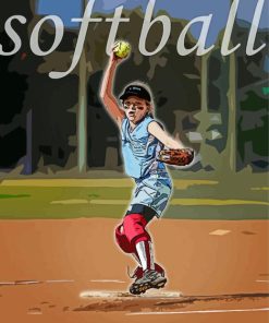 Girl Softball Diamond Painting