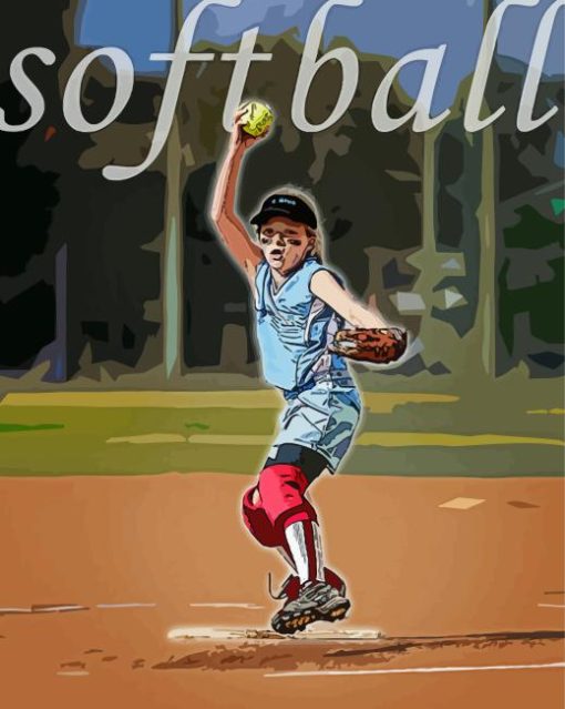 Girl Softball Diamond Painting