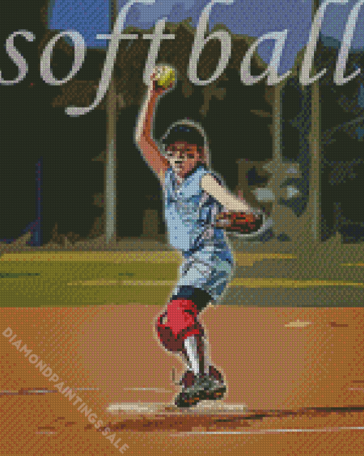 Girl Softball Diamond Painting