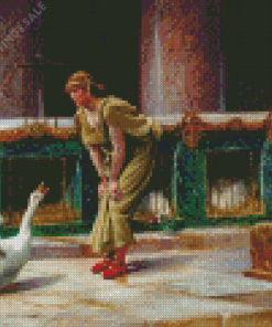 Girl With Geese Diamond Painting