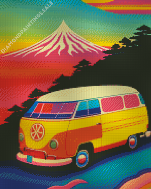 Hippie Van Mid Century Diamond Painting