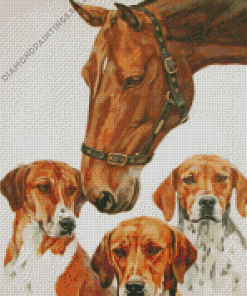 Horse And Hounds Dogs Diamond Painting