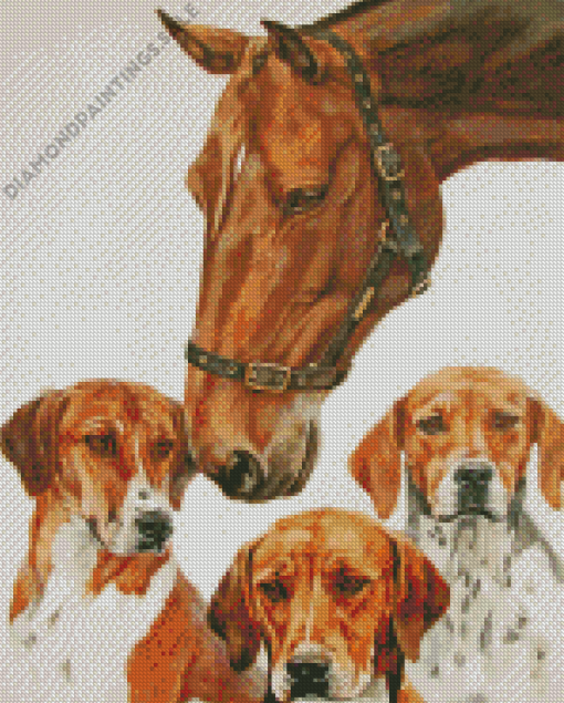 Horse And Hounds Dogs Diamond Painting