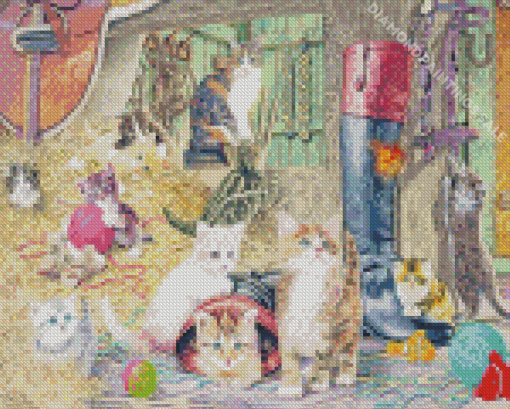 Kittens In A Barn Diamond Painting