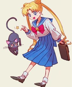 Luna Cat And Sailor Moon Diamond Painting