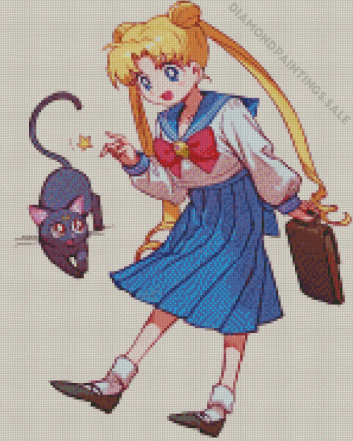 Luna Cat And Sailor Moon Diamond Painting