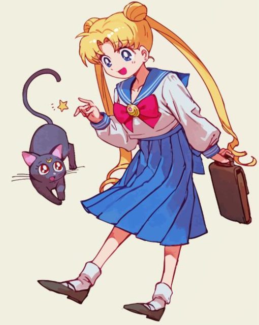 Luna Cat And Sailor Moon Diamond Painting