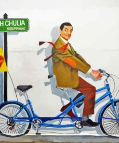 Mr Bean On Bicycle Diamond Painting