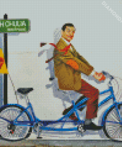 Mr Bean On Bicycle Diamond Painting