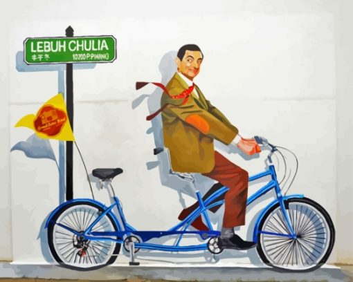 Mr Bean On Bicycle Diamond Painting