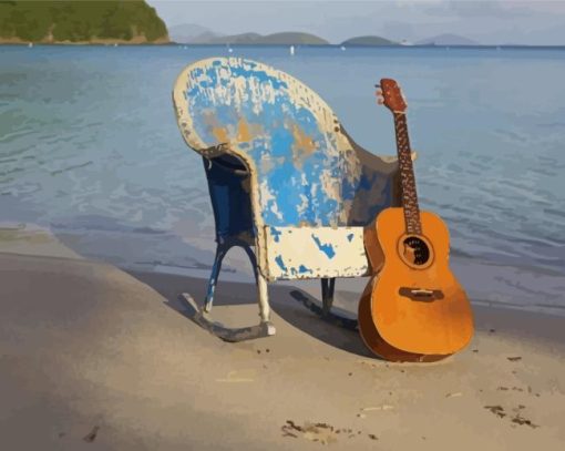 Beach Chair And Guitar Diamond Painting