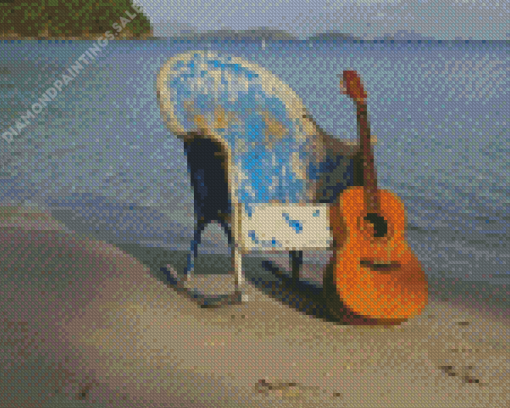 Beach Chair And Guitar Diamond Painting