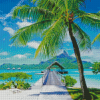 Polynesian Beach Palm Trees Diamond Painting