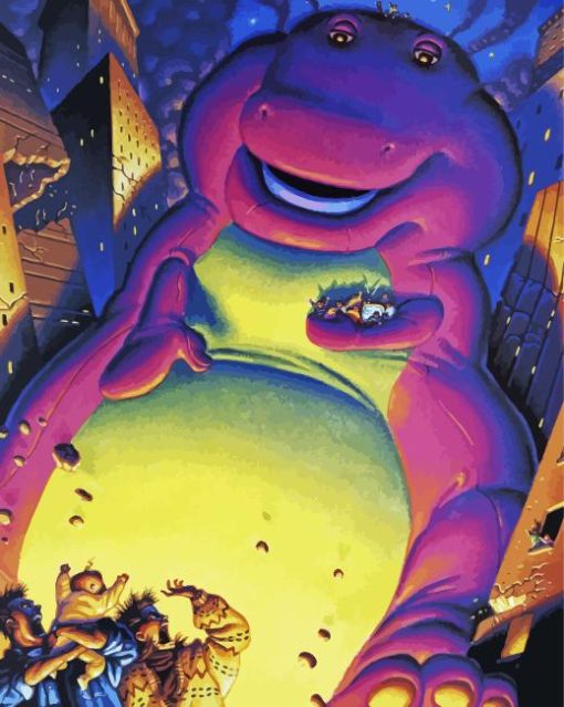 Purple Barney The Dinosaur Diamond Painting