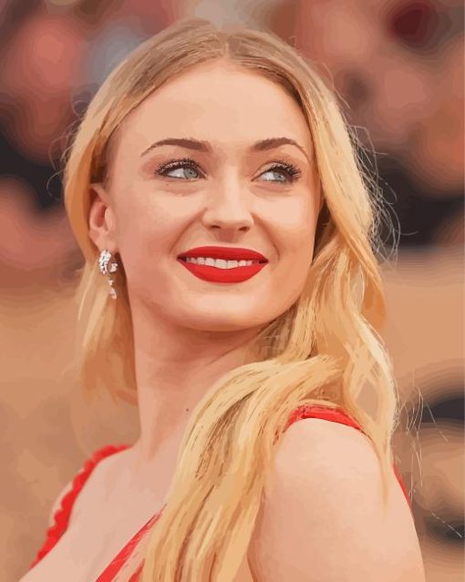 Sophie Turner In Red Diamond Painting