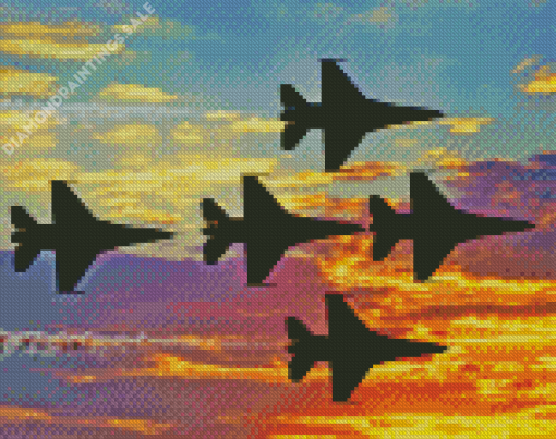 Thunderbirds Jets Silhouette Diamond Painting