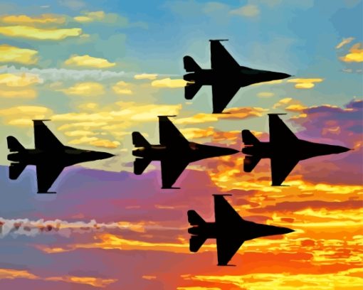 Thunderbirds Jets Silhouette Diamond Painting