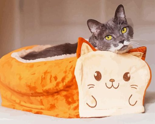 Toasty Cat Bed Diamond Painting