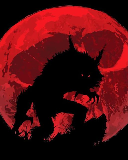 Werewolf Red Moon Diamond Painting