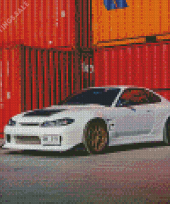 White Nissan S15 Car Diamond Painting