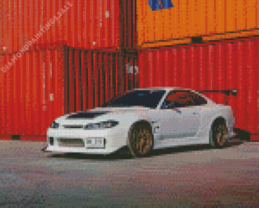 White Nissan S15 Car Diamond Painting