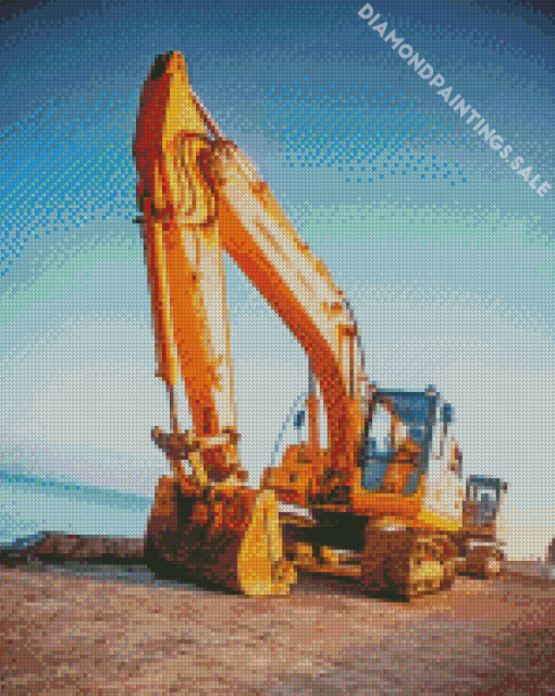 Yellow Excavator Machine Diamond Painting