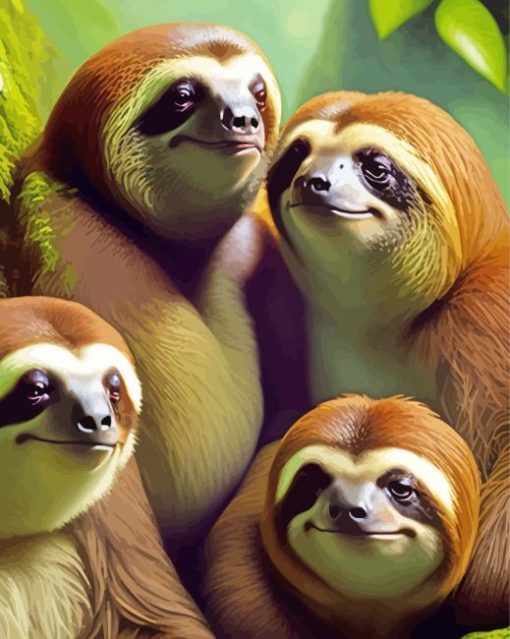 Sloth Family Diamond Painting