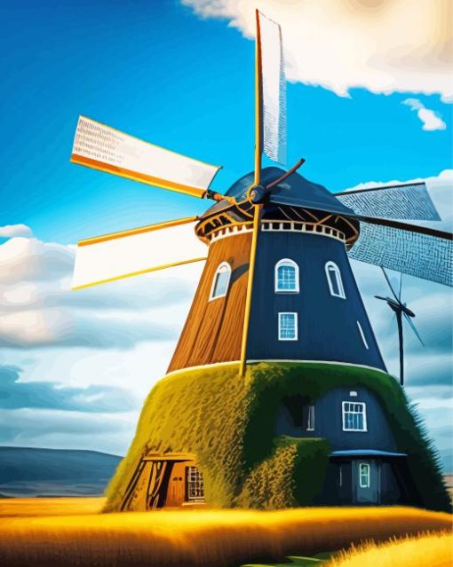 Wooden Windmill Diamond Painting