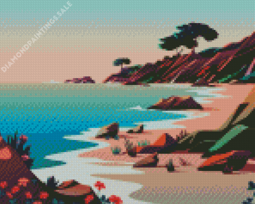 Beach Illustration Diamond Painting