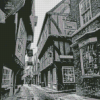 black And White York Shambles Diamond Painting