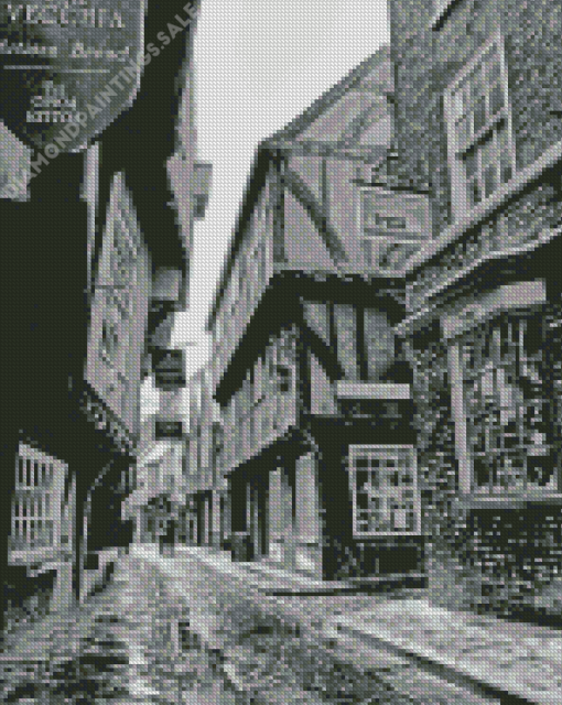 black And White York Shambles Diamond Painting