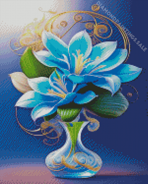 Blue Flowers Diamond Painting