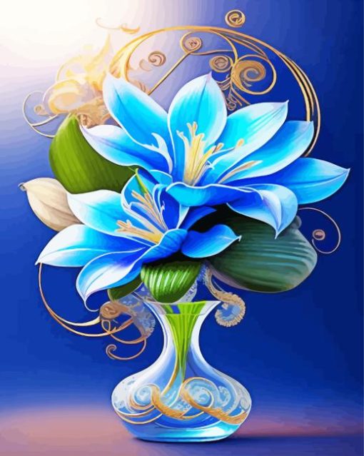 Blue Flowers Diamond Painting