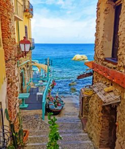 Calabria Sea View from Alleys Diamond Painting