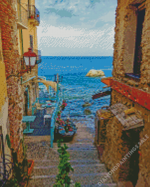 Calabria Sea View from Alleys Diamond Painting