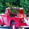 Christmas With Red Truck Diamond Painting