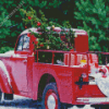 Christmas With Red Truck Diamond Painting