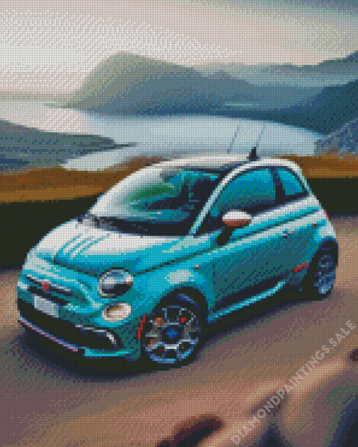 Cyan Fiat Panda Diamond Painting