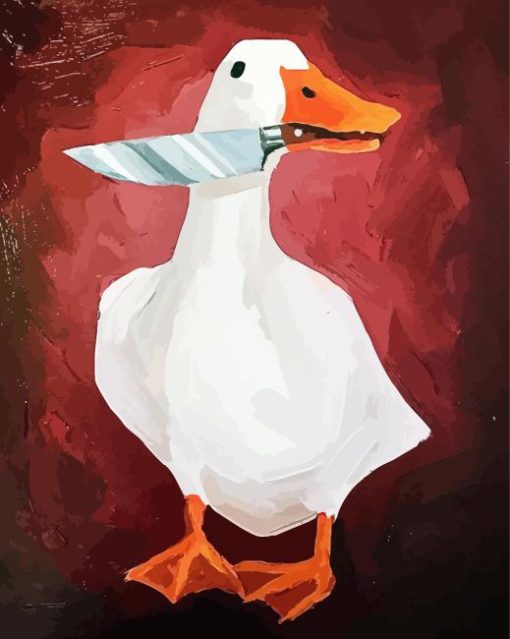 Duck With A Knife Diamond Painting