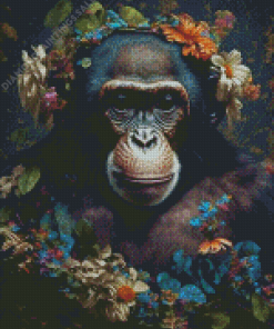 Floral Monkey Diamond Painting