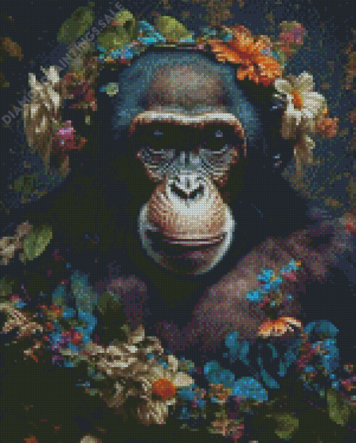 Floral Monkey Diamond Painting