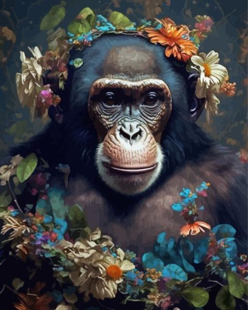 Floral Monkey Diamond Painting