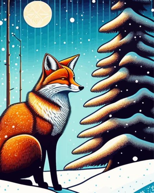 Fox And Snow Diamond Painting