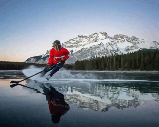 ice hockey player on lake Diamond With Numbers