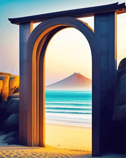 Japanese Arch To Beach Diamond Painting