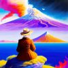 Lady Near Volcano Diamond Painting