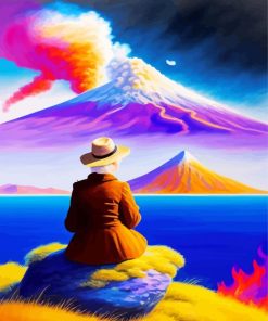 Lady Near Volcano Diamond Painting