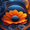 Orange Flower Art Diamond Painting